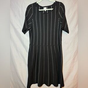 dressbarn Black with White dotted lines Midi Dress